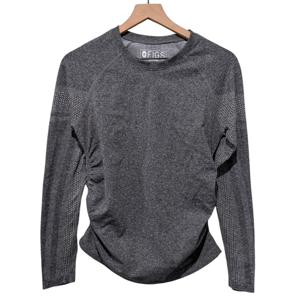 FIGS Seamless Long Sleeve Underscrub Top Women Sz S Graphite Gray Ruched